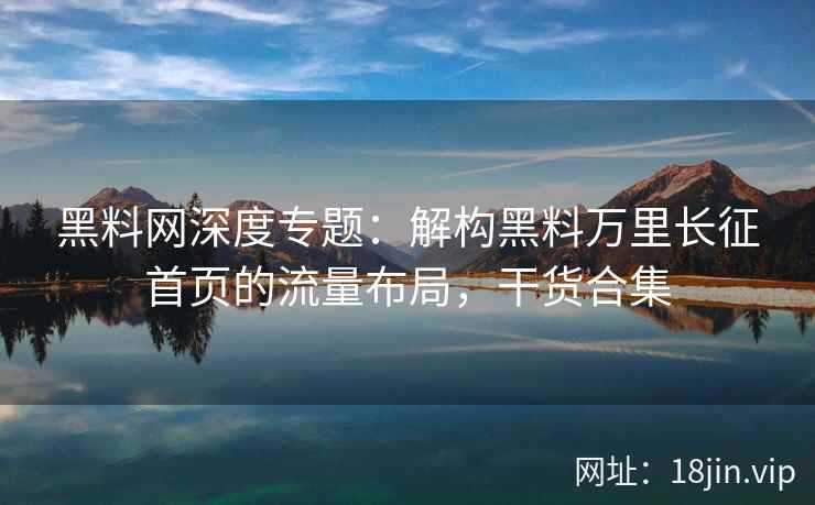 黑料网深度专题：解构黑料万里长征首页的流量布局，干货合集